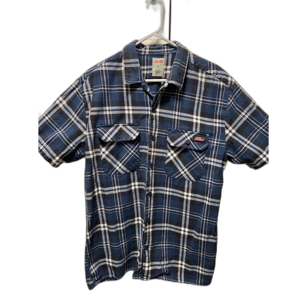 Dickies Plaid‎ Work Shirt Short Sleeve Cotton Men's Large